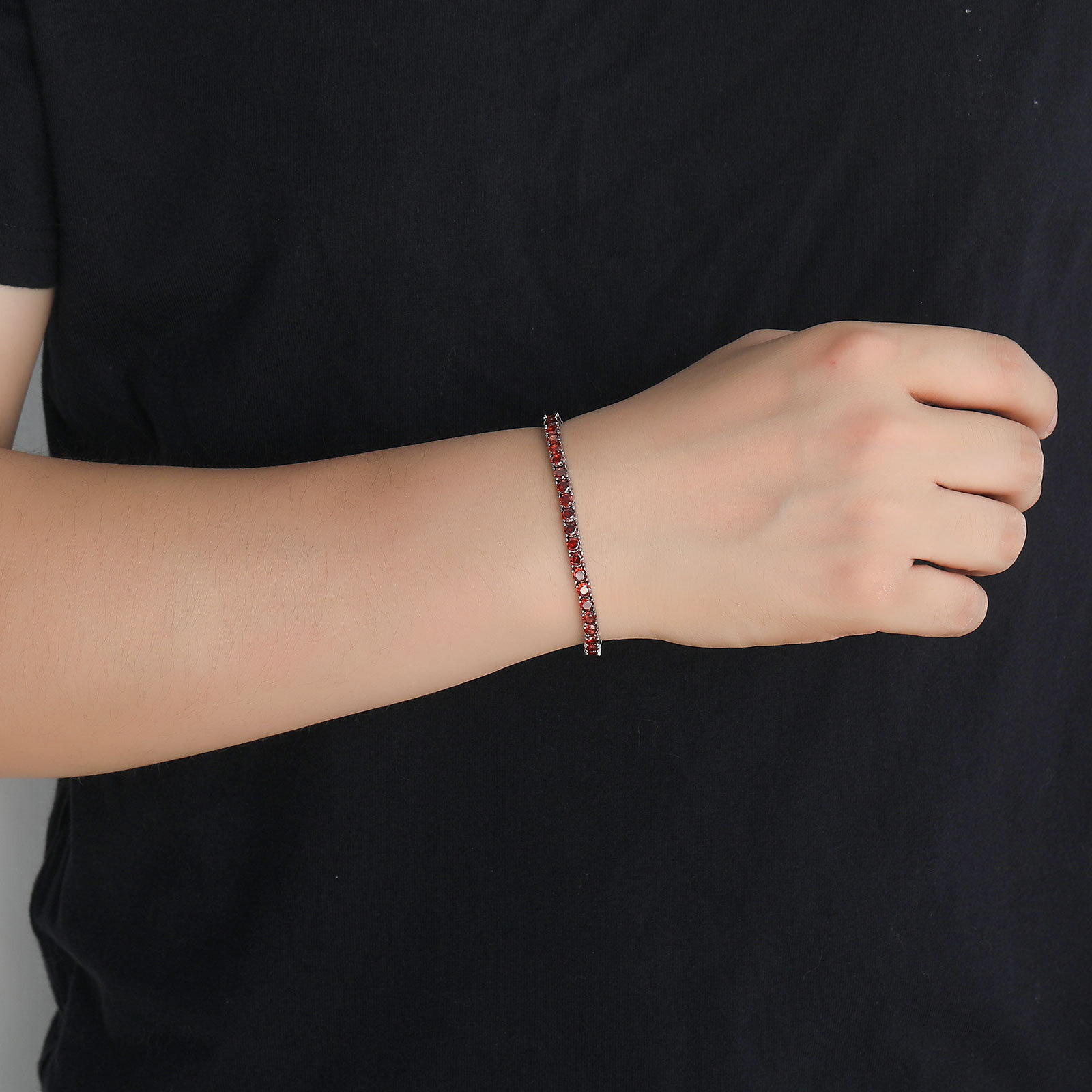 4mm Red Moissanite Tennis Chain Single Row Moissanite Tennis Hip-Hop Necklace for Men and Women Fashion Versatile Moissanite pendant