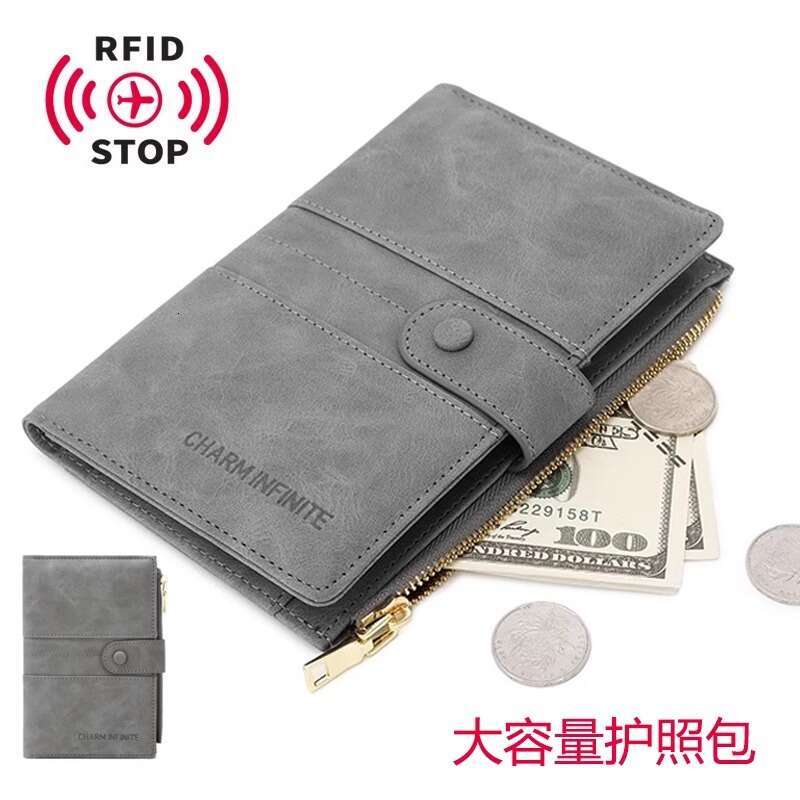 New Anti-theft RFID Holder with Zipper and Buckle, Multi-functional Travel Passport Bag