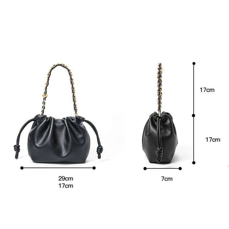 Free Gold Stamping First Letter 2025 New Soft Leather Fashion Lucky Drawstring Cloud One-Shoulder Crossbody Bag