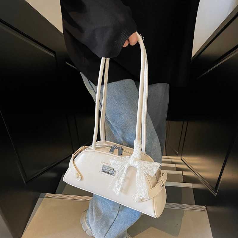 Women Casual Tote Handbag PU Leather Bow Leisure Underarm Handbag Solid Color Travel Underarm Handbag Female Dating Bag Y250603