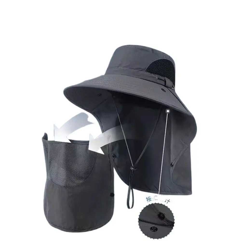 Neckline Mask Man Sun Hat Face Mask Wide Brim Sun-cream Bucket Hat Garden Work Hat Sun Protection Outdoor Fishing Cap Summer W250602