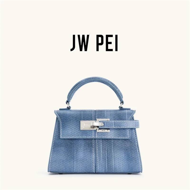 JW PEI Women's Handbag Elise Designer Fashion 2025 New Denim Blue Tote Small Square Crossbody Premium Women Bag