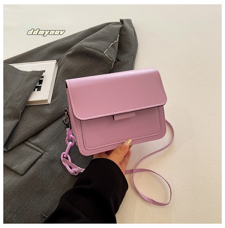 Fashion Versatile Shoulder for Women 2025 New Solid Color Casual Simple Small Square PU Crossbody Bag ddmynov
