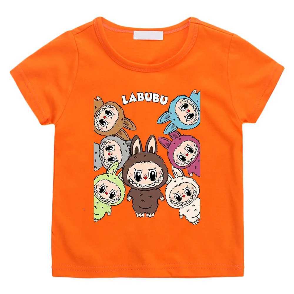 Labubu Plush Toy T-shirt Pure Cotton Cute Doll Cartoon Tee-shirt Children Kids Funko Pop T-shirt Camisetas Casual Soft Kawaii Top T250603