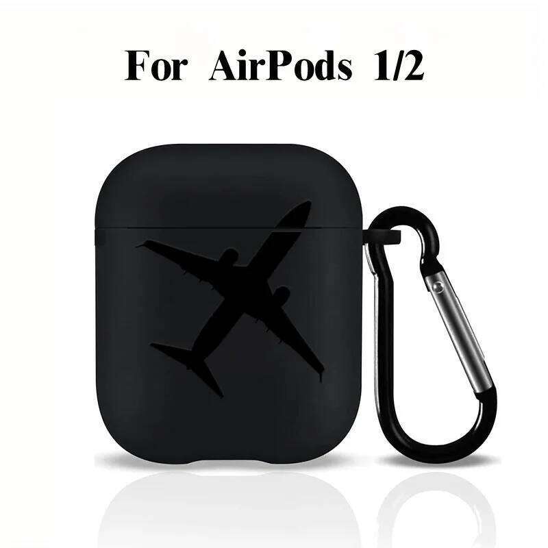 Black Aircraft Graphic Protective 1/2/3/4 Soft Cute Cover for Pro2/Pro Bluetooth Earphone Case Keyring