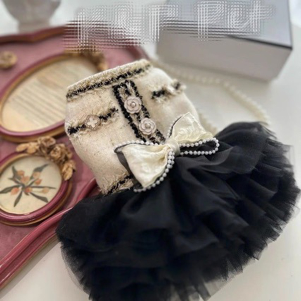 Luxury Cute Puppy Dress with Bow-Knot Girl Princess Dog Tutu Dress Costume Pet Outfit Cat Clothes for Birthday Party Christmas Wedding L D75