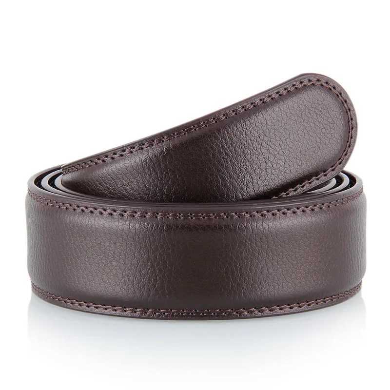 Luxury Men No Buckle Belt PU Leather for Automatic Buckle Waist Strap Long Black Brown Male High Quality Jeans Waistband 3.5CM XJ250602