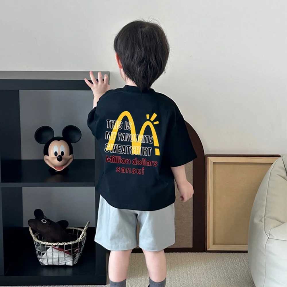Fashionable cotton short-sleeved T-shirt for boys and girls versatile round neck half sleeve loose and fashionable summer outfit T250603