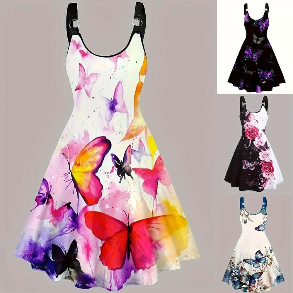 Maxi Dress Floral Dress Skirt Women Dresses Dresses Dresses for Woman Designer Womens 2025 Summer Sexy Three Dimensional Butterfly Printed Strap Dress