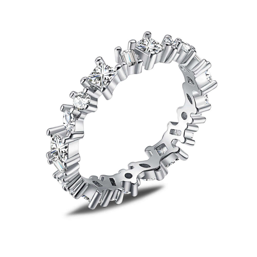 Linglang Jewelry S Pure Silver for Women High-end Full Diamond Zircon Row Stackable Ring