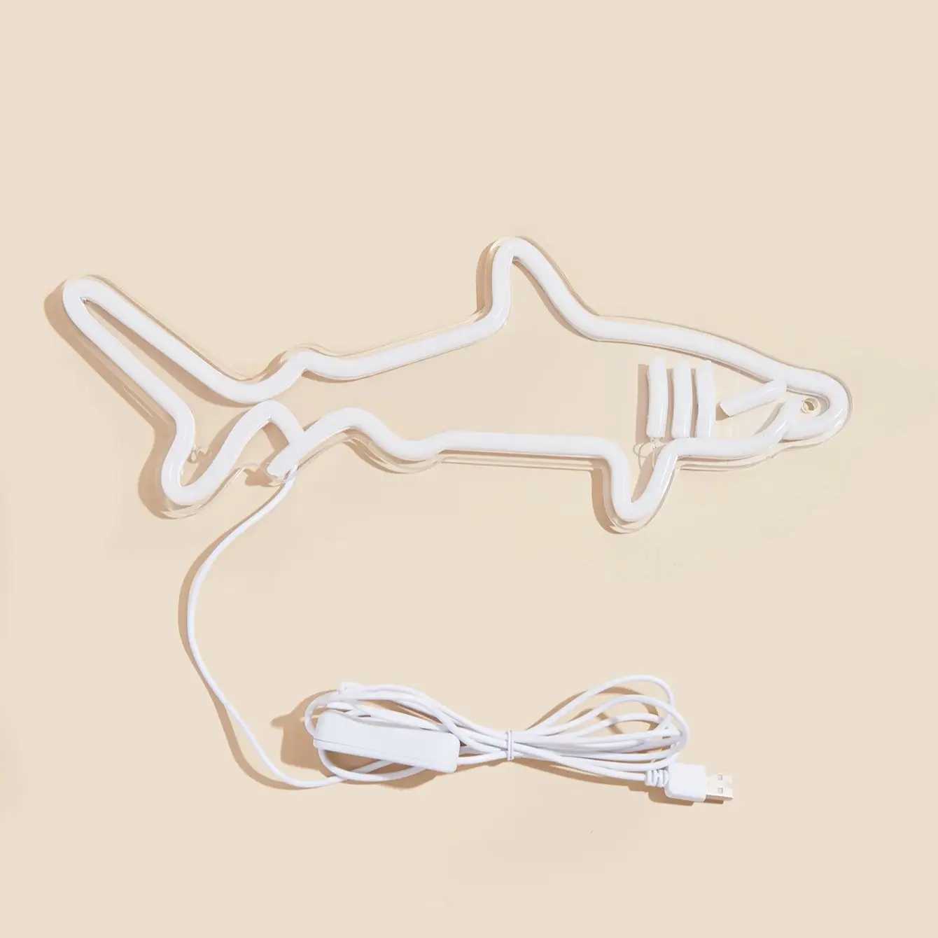 Chi-buy LED Neon Shark USB Powered Neon Signs Night Light 3D Wall Art Bedroom Room Decor Lamp Signs Birthday Gift XJ250602