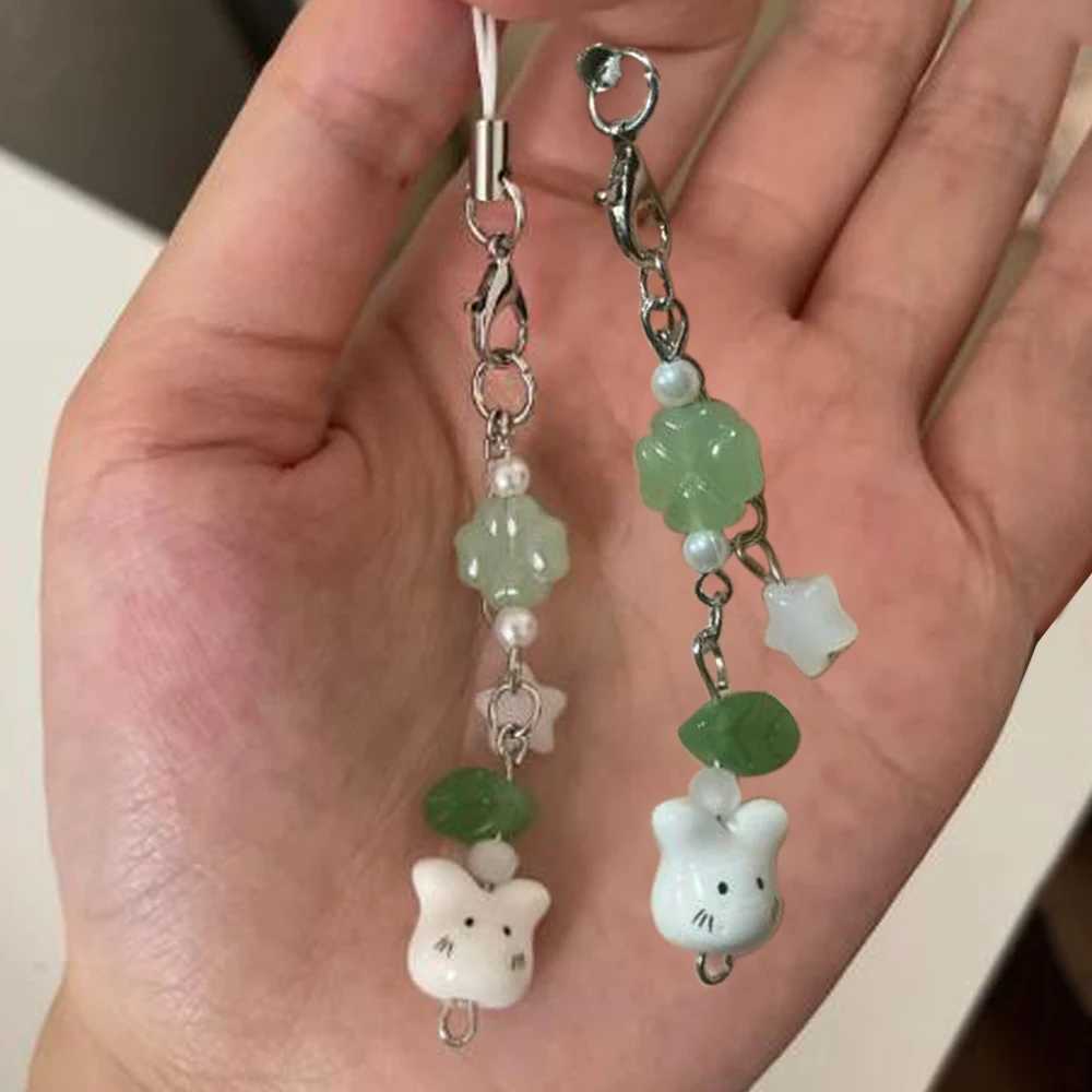 Cute Cat Keychain LuckyPhone Charms Pendant Bag fourr Key Ring Keychains Y2K Key Chains Fashion Jewelry GiftsXJ250602