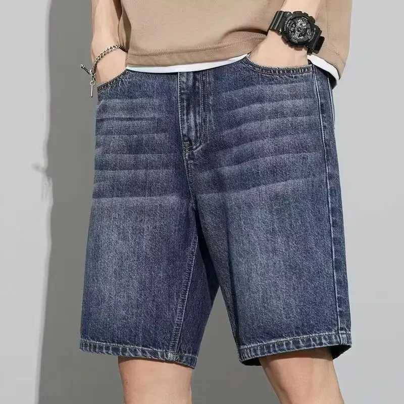 Summer Denim Shorts Mens Loose-Fit Straight-Leg Casual Workwear Pants Washing Five-Piece Jeans T250603