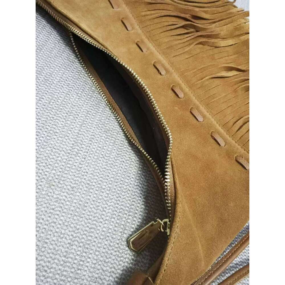 Women Genuine Suede Fringes Shoulder Hippie Gypsy Bohemian Boho Chic Vintage Retro Ibiza Nubuck Leather Side Bag