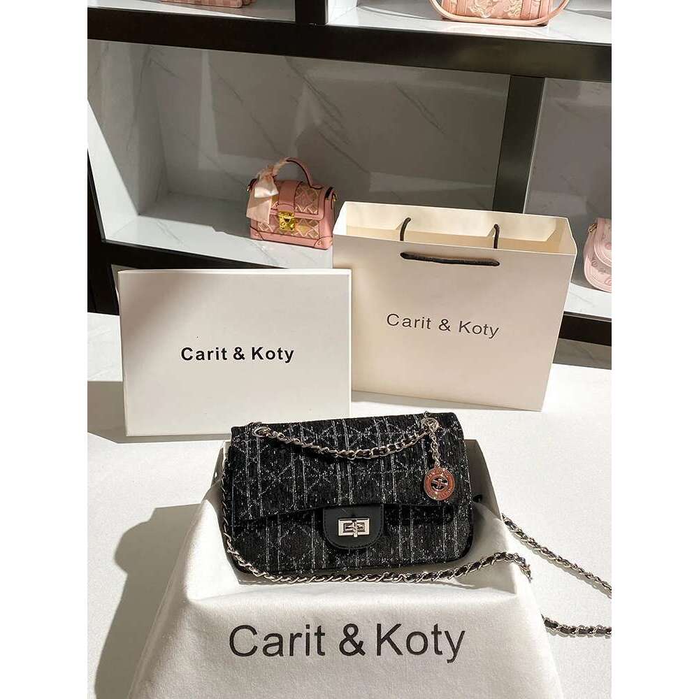 Vintage New Fashion Chain Square With Plaid Design Sequin Women's Portable And Trendy Shoulder Crossbody Bag