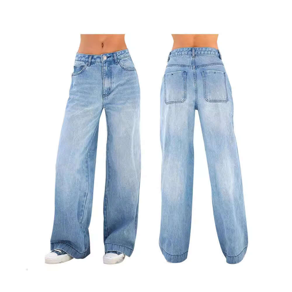 Casual Loose Wide-Leg Jeans For Women Long Pants B5