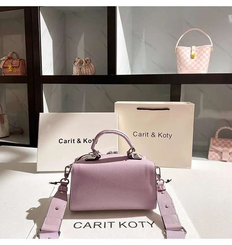 Purple Color Fashion Embroidery Floral Pillow High Quality Women Handbag Lady Purse Textured Leather Shoulder Messenger Bag