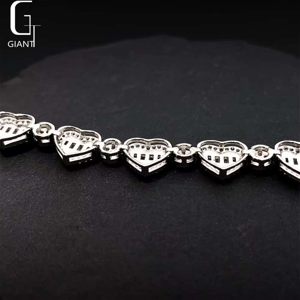 NEW DESIGN HEART SHAPE Moissanite Charm Bracelets Hip Hop Fine Jewelry 925 Silver Diamond Bracelets