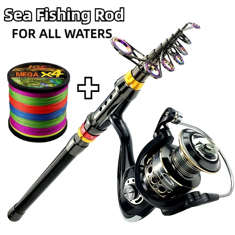 Spinning Fishing Rod and Reel Combo 1836m Carbon Fiber Sea Pole 52 1 Gear Ratio Metal Spool with Line Kits for Bass Carp 250530