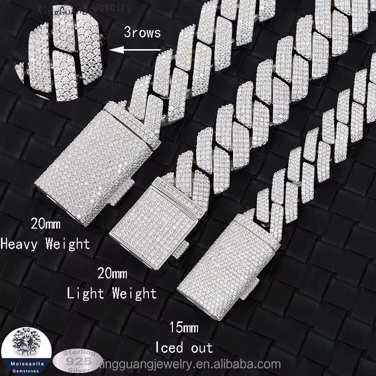 Wholesale Hip Hop Chain Moissanite CRA Cuban Chain 925 Sterling Silver Gold Plate Fine Jewelry Necklaces Bracelets