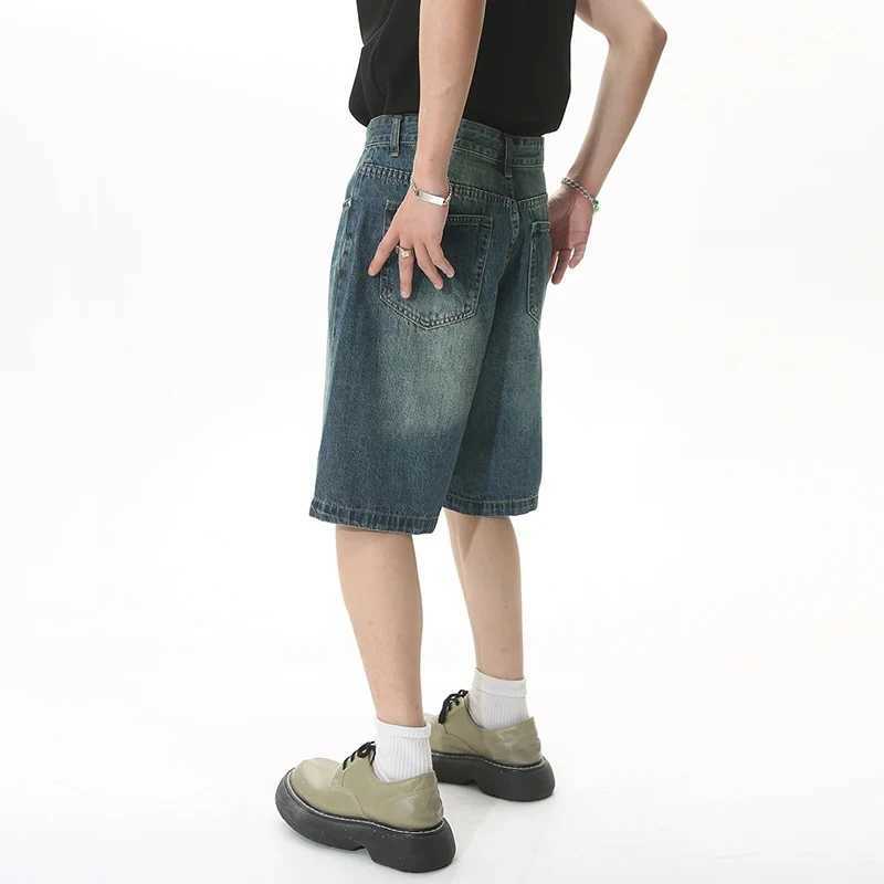 Men Designer Brand Casual Shorts Male Baggy Streetwear Knee Length Denim Short Pants Summer Fashion Daily Wide Leg Short Jeans T250603