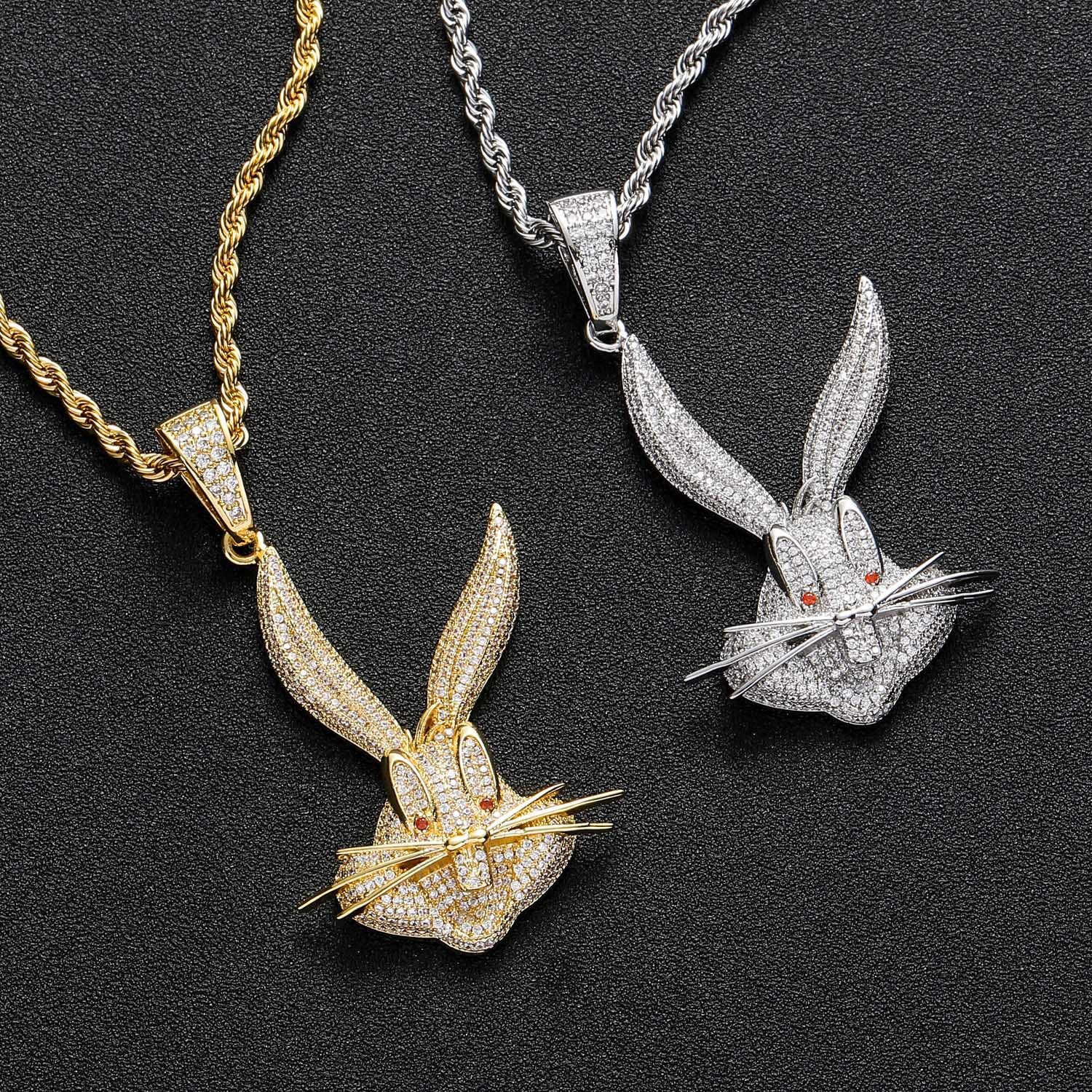 New bugs bunny hip hop pendant micro set Moissanite personalized animal tide brand hip hop accessories mens Necklace Moissanite pendant