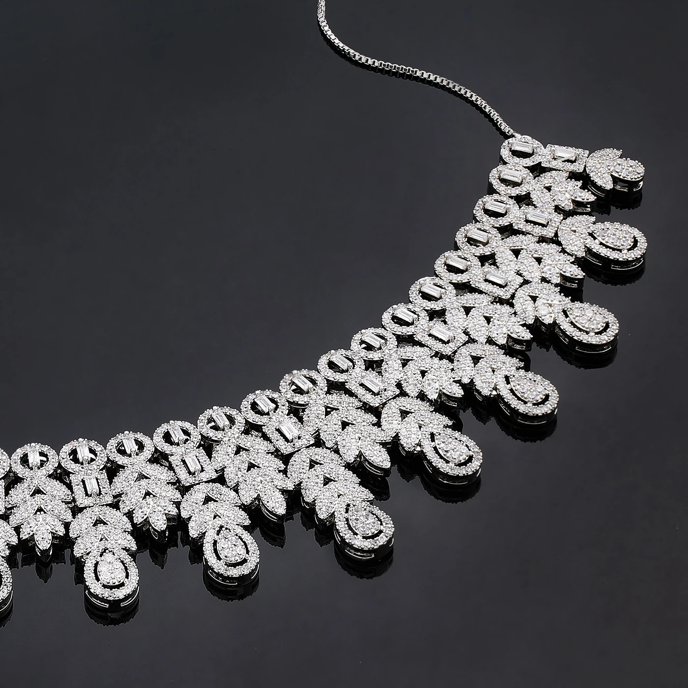 2025 Bridal Wedding Jewelry Sets for Women 4 Pieces Wedding Party Zirconia Necklace Bracelet with Adjustable Chain 250530