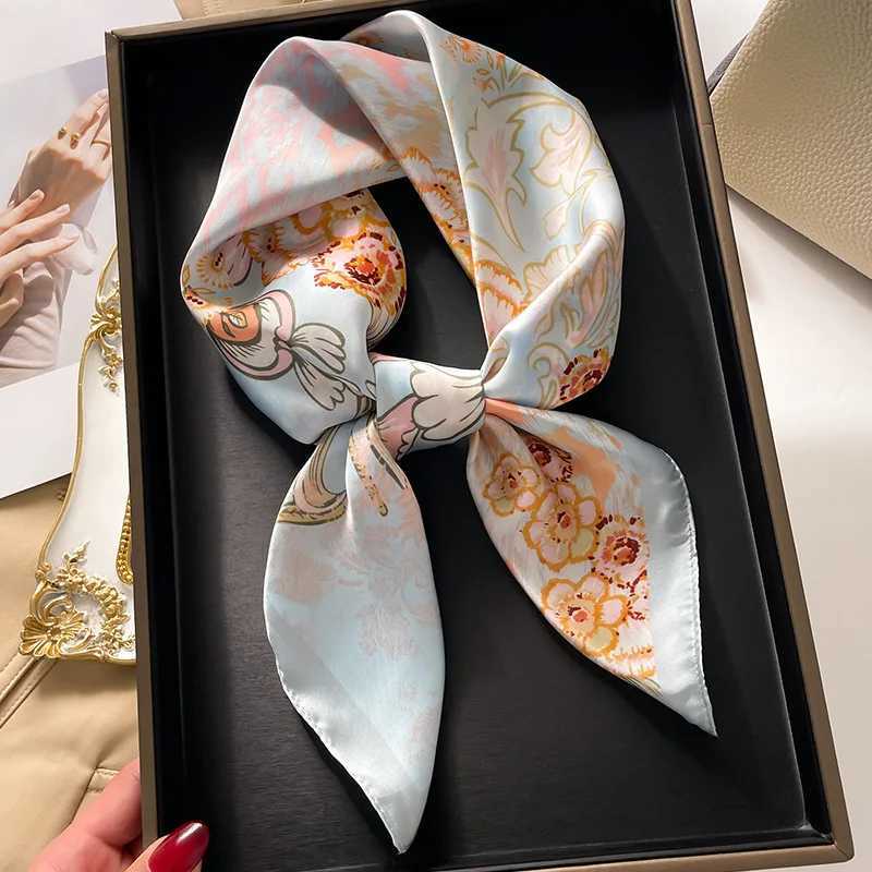 4 Colors Womens Flower Forest Decorative Imitation Silk Square Scarf 70cm Headband Shawl for Travel Versatile Stylish Accessory W250602