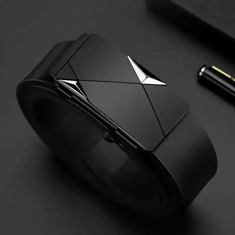 Fashionable Mens Pu Leather Automatic Buckle Trouser Belt Practical Casual Business Belt XJ250602