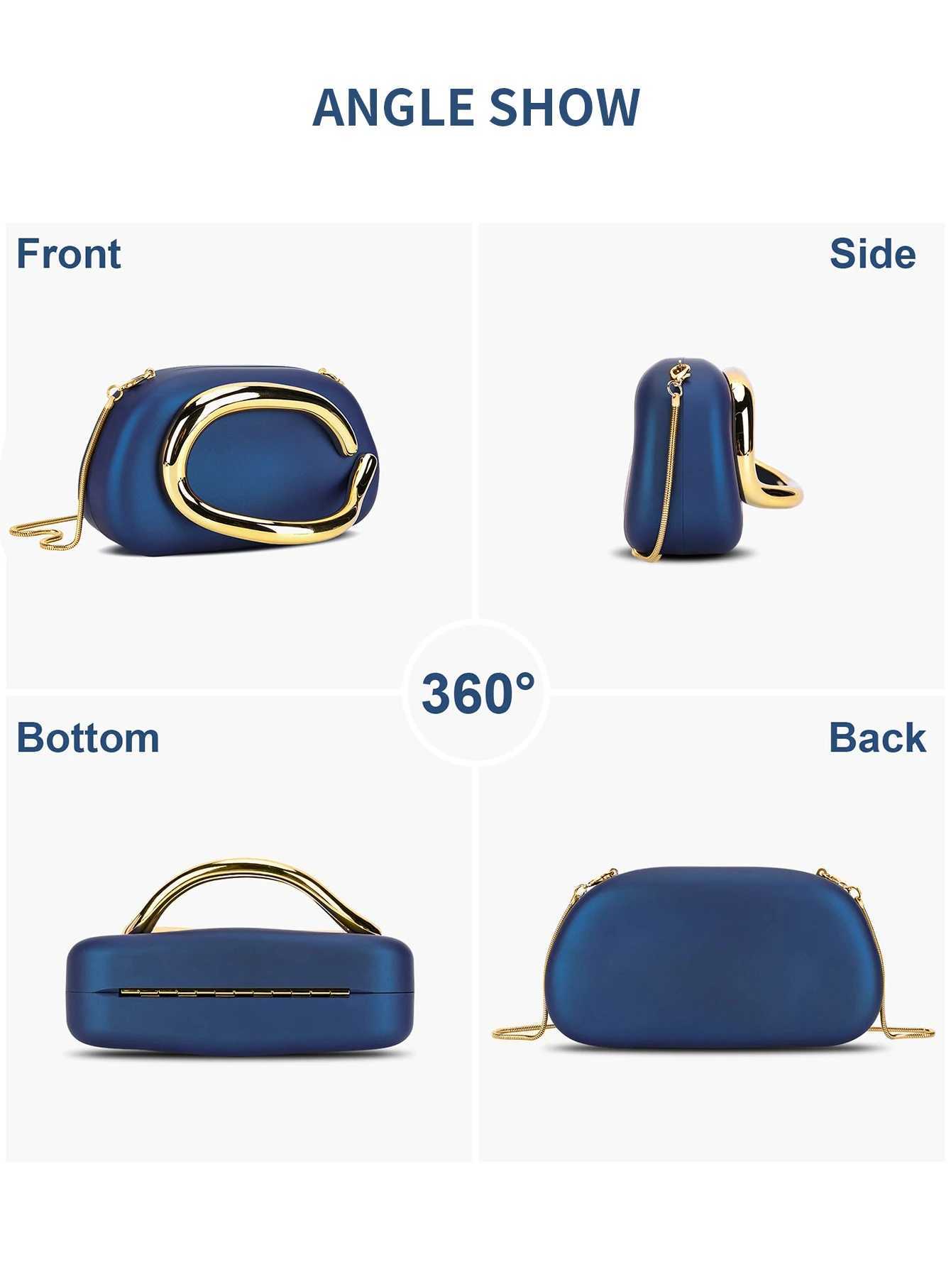 MIYIN Fashion Matte Sapphire Blue Sealed Box Shaped Clutch Bag Women Dinner Party Luxury High Quality Handbag Crossbody Bag W250602