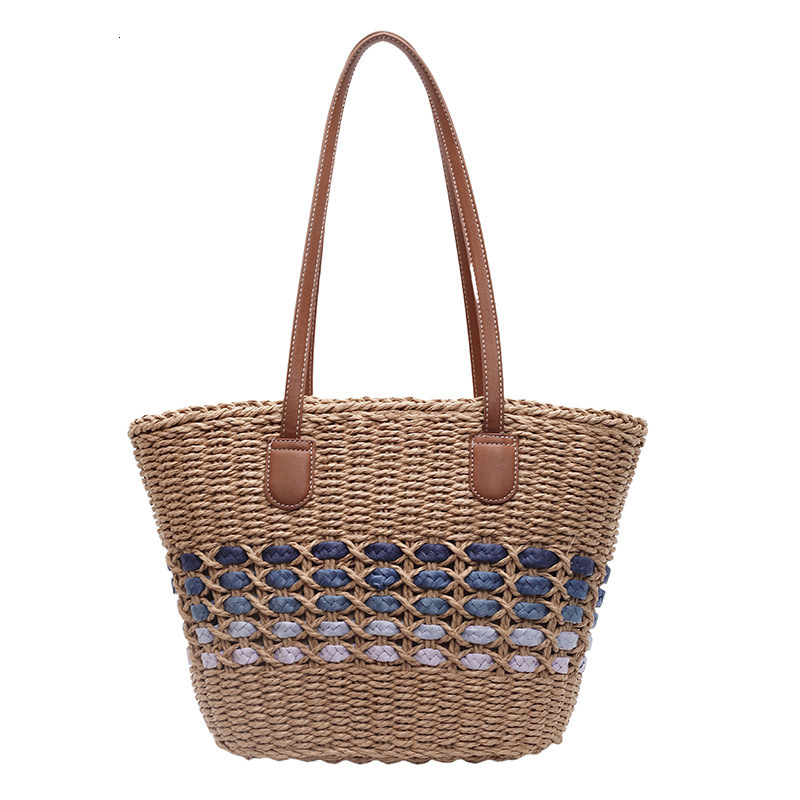 designer Handwoven Single Shoulder Straw Bag Casual Fashion Beach Bag Large Capacity Tote Basket Bag Handheld Tote Women's Bag