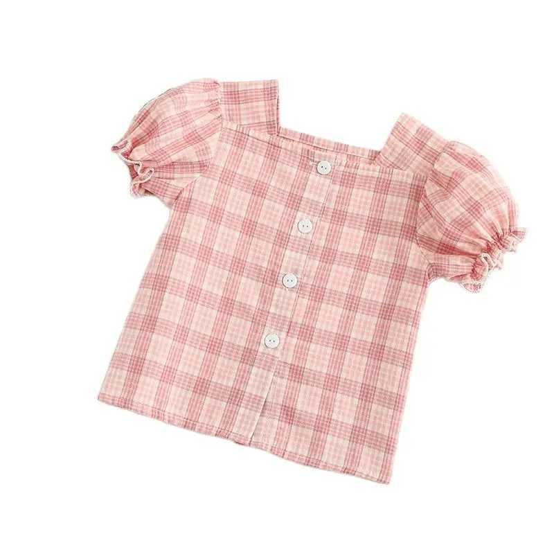 Summer Kids Baby Girls T-shirts Tops Tees Cotton Plaid Childrens Toddler Girl T-shirt Clothes T250603