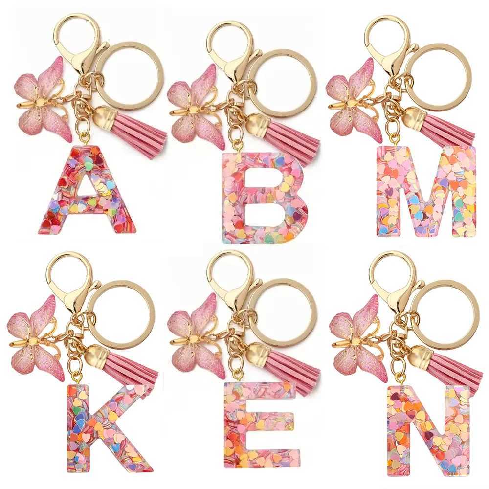 Fashion DIY A-Z Letters keychain Metal Holder Pendent Key Chain Women Car Key Ring Simple Letter Name Key Party Gift JewelryXJ250602