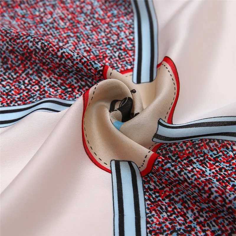 53cm Plaid Horse Silk Satin Summer Scarf Fashion Womens Small Square Scarves Hijab Headband Neck Tie Band Neckerchief Turban W250602