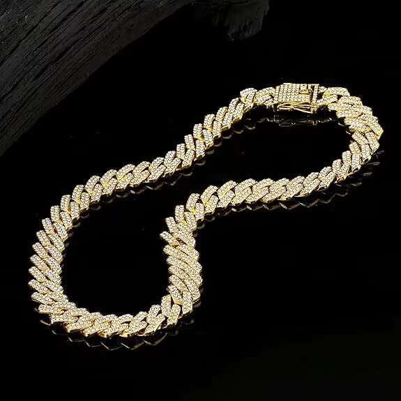 Moissanite Cuban Link Chain for Men Women VVS Iced Out Lab Mens Diamond Necklace 18K White Gold Plated 925 Sterling Silver