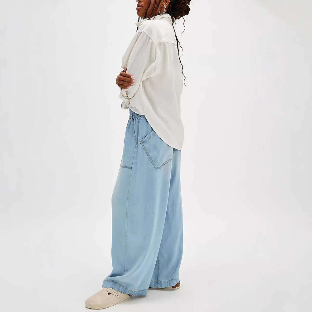 New Fashion Draped Washed Straight Loose Casual Jeans For Women B5