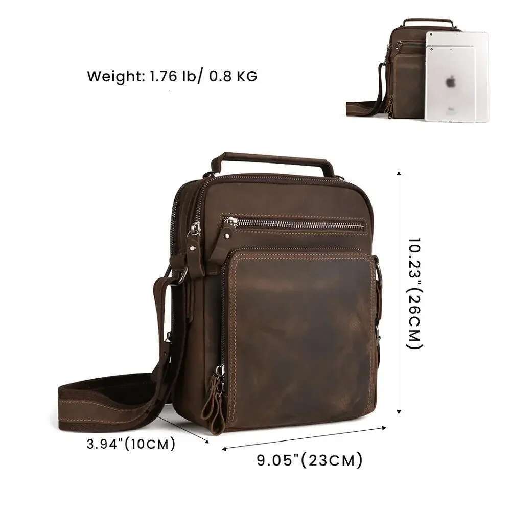 Genuine Leather For Men Vintage Handbags Small Flap Men's Shoulder Casual Office Messenger Bags Crossbody Bag