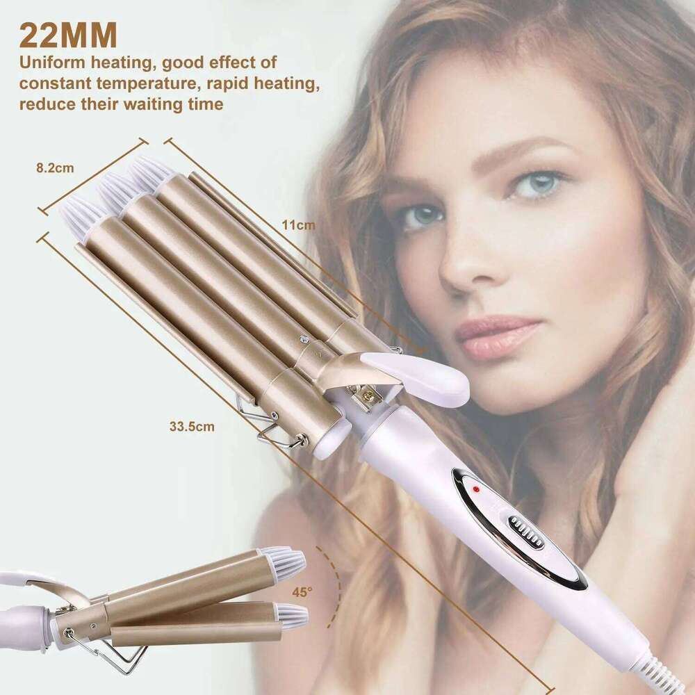 22mm Triple Barrel Curling Iron Ceramic Curler Professional Waver Tongs Styling Tools for All Hair Types