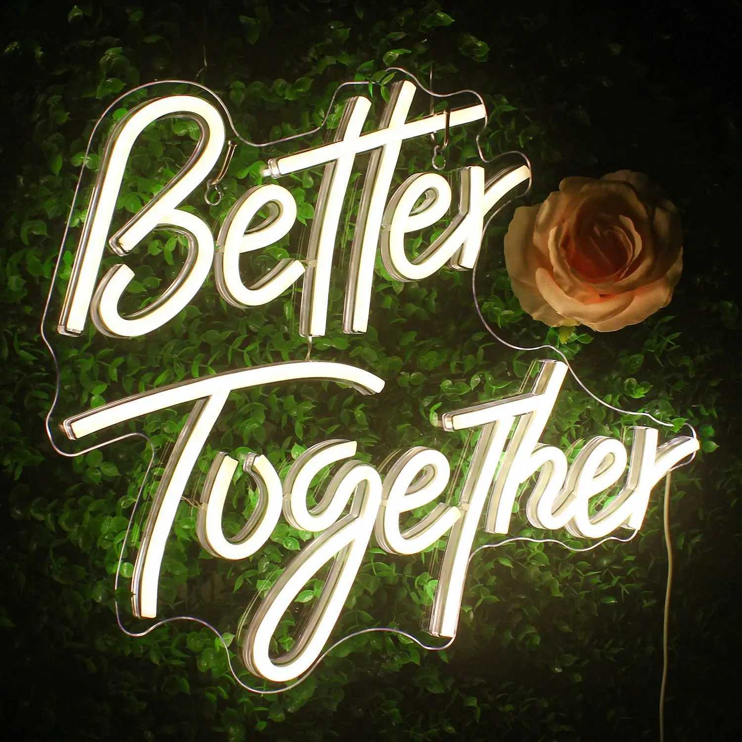 Better Together Neon Sign LED Light Home Art Wedding Bar Bedroom Aesthetic Room Birthday Party Clue Wall Decor Gift XJ250602