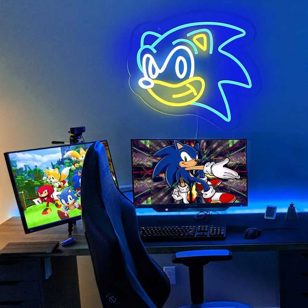 The Hedgehog Neon Signs Anime LED Gamer Neon Sign USB Power Light Up Signs Creative Gifts Birthday Party Christmas XJ250602