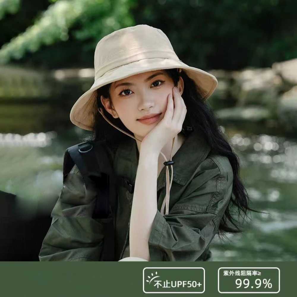 New Trendy Bucket Hat Anti-Sun Adjustable Sunscreen Hat Anti-UV Breathable Beach Hat Summer W250602