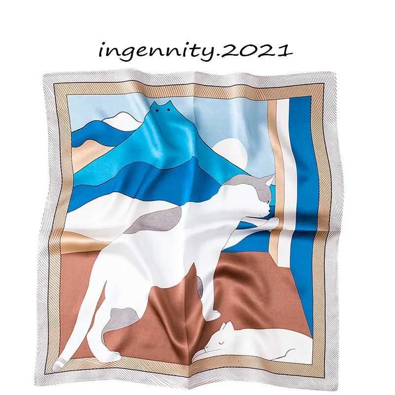 New 100% Natural Real Silk Scarf Fashion Women Summer Beach Small 53*53cm Neck Scarves Shawl Bandana Hijab Pashmina Poncho 2023 W250602