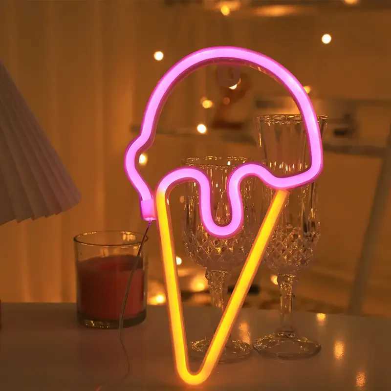 Ice Cream LED Neon Sign Clouds Night Light Battery/USB Operated for Childrens Room Party Birthday Home Bar Gift Decoration XJ250602