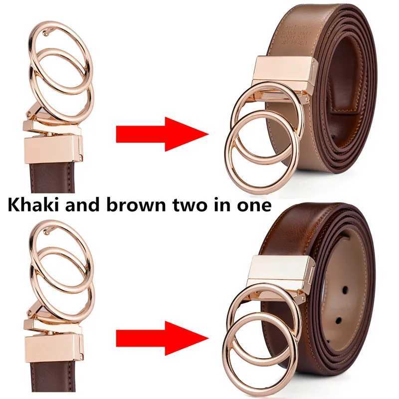 Women Leather Reversible Belt Double O Ring Rotate Buckle Two Side Waist Jeans Dress By Beltox Fine XJ250602