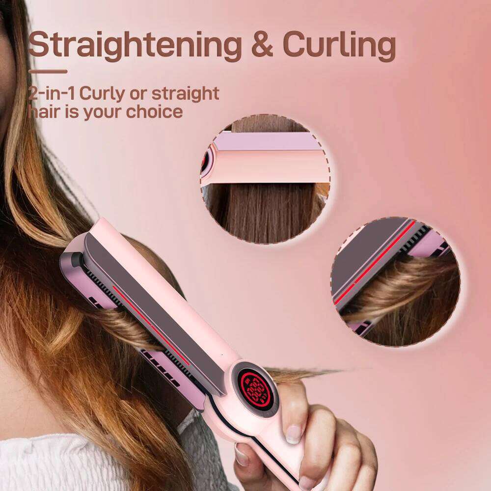 Ceramic straightener, professional salon straightener and curling iron, negative ion hair care & infrared, gifts