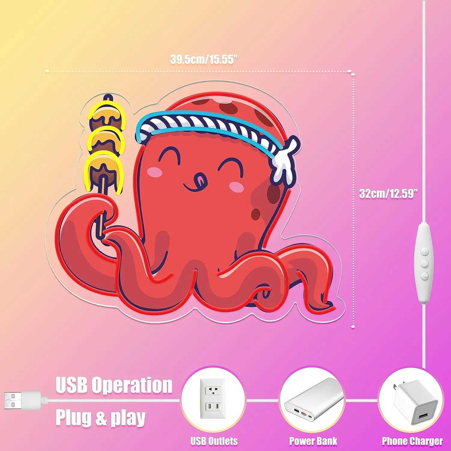 Octopus Neon Signs LED Neon Light Sign Light Up Neon Signs Wall Art Room Decor Ocean Display Neon Artwork for Shop Bedroom XJ250602