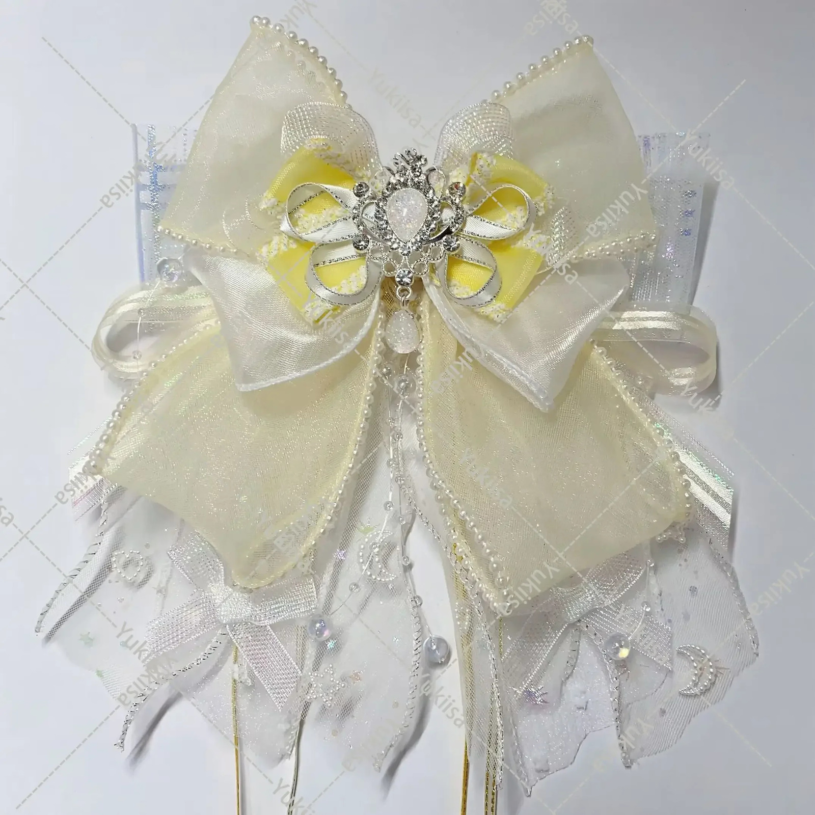 Womens Rhinestone Bow Tie Cosplay Shirt Collar Flowers Brooch Clip Headpiece Fashion Lolita Accessories Gifts for Women 250530