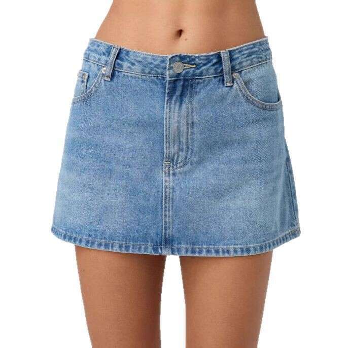 Temu Slim Fit Casual Stretch Washed Denim Skirt For Women B5