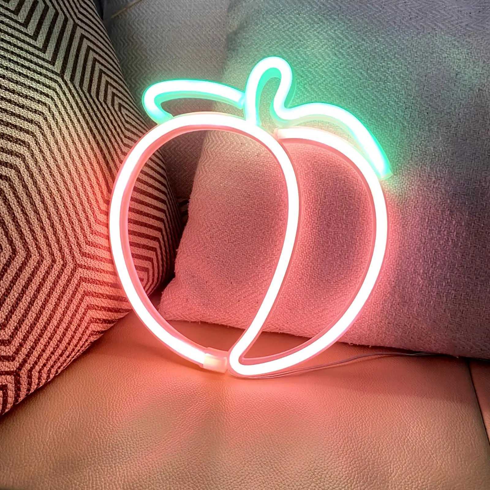 Peach Neon Sign LED Neon Light for Home Bar Art Christmas Bedroom Table Wedding Party Desktop Wall Decor Teen Kids Birthday Gift XJ250602
