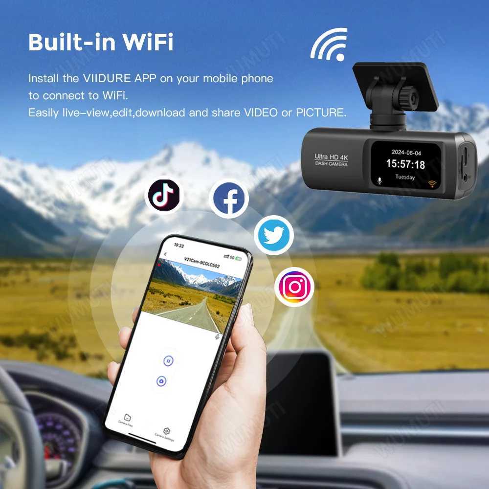 Car dvr UHD 4K Dash Cam for Car dvr Dual Lens Driving Recorder Car dvr 1080P Rear Lens Camera Built-In WiFi GPS dashcam Black Box R250529